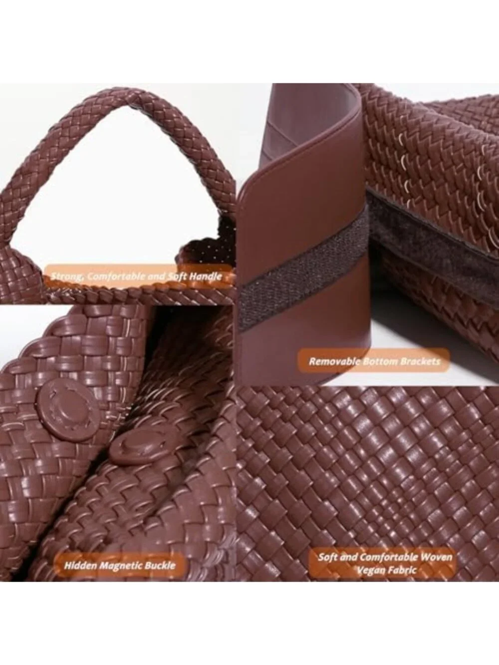 Stylish Woven Tote Bag with Purse | Large Handmade Shoulder Hobo Commuter Bag